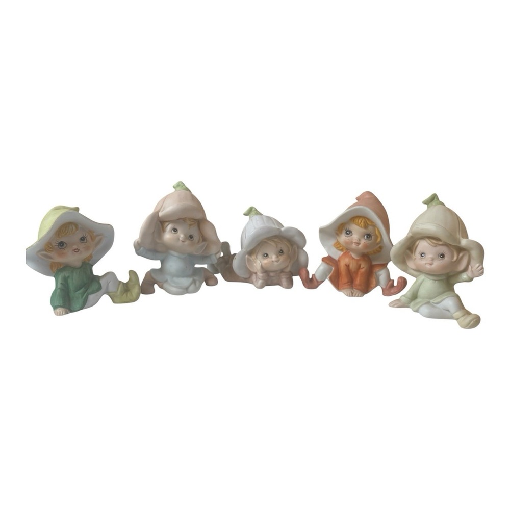 Lot Of 5 Homco Elves Pixies Fairies Fairy Elves Figurines Porcelain Home Decor